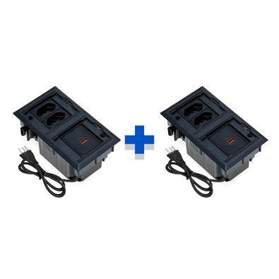 Kit Caixas De Tomadas Connect, 4 Blocos, 2 Tomadas 10a, 2usb, 1 Tipo c