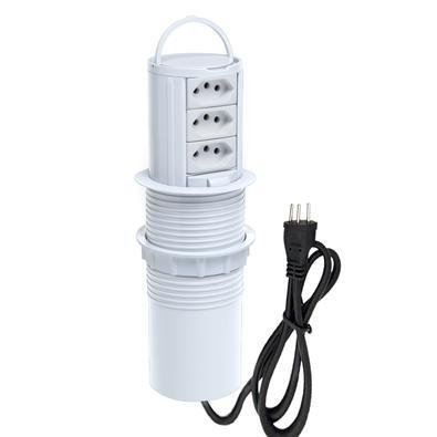 Torre De Tomada Connect Totem Slim, Manual, Alça 3 Tomadas 20a, Branco