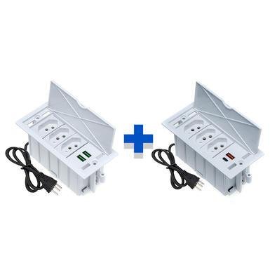 Kit Caixas De Tomadas 4 Blocos Basculante 3tom 20a USB C