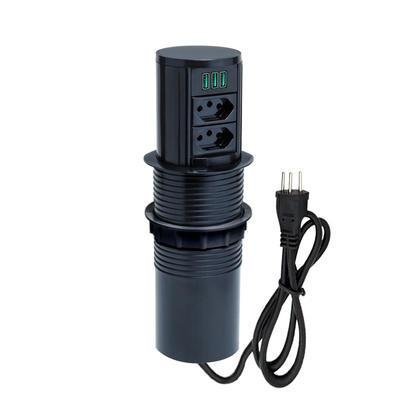 Torre De Tomada Connect Caixa Tomada Totem Slim Automático 2 Tomadas 20a 3USB, 5.2