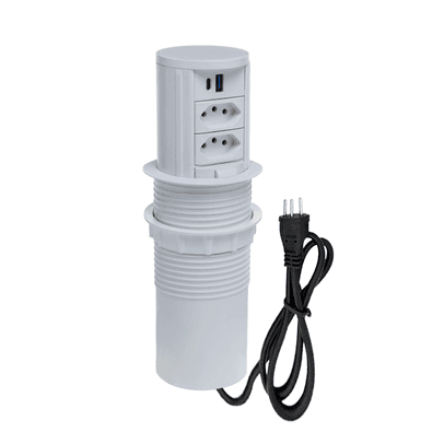 Torre De Tomada Connect Caixa Tomada Totem Slim Manual, 2 Tomadas 10a, 2 USB, 9.0a