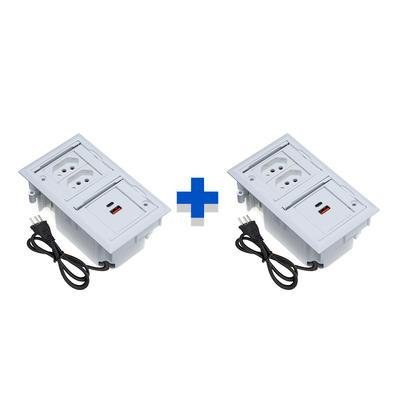 Kit Caixas De Tomadas, 4 Blocos, 2 Tomadas 10a, 2USB (1 Tipoc)