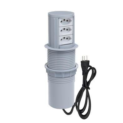 Torre De Tomada Connect Caixa Tomada Totem Slim, Automático, 3 Tomadas, 20a, Cinza