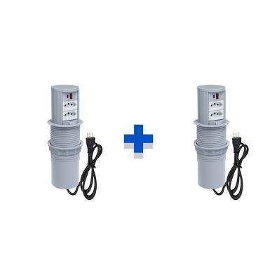 Kit Torres De Tomadas Connect Caixa Tomada Totem Manual, 2 Tomadas 20a, 2 USB, 9.0a