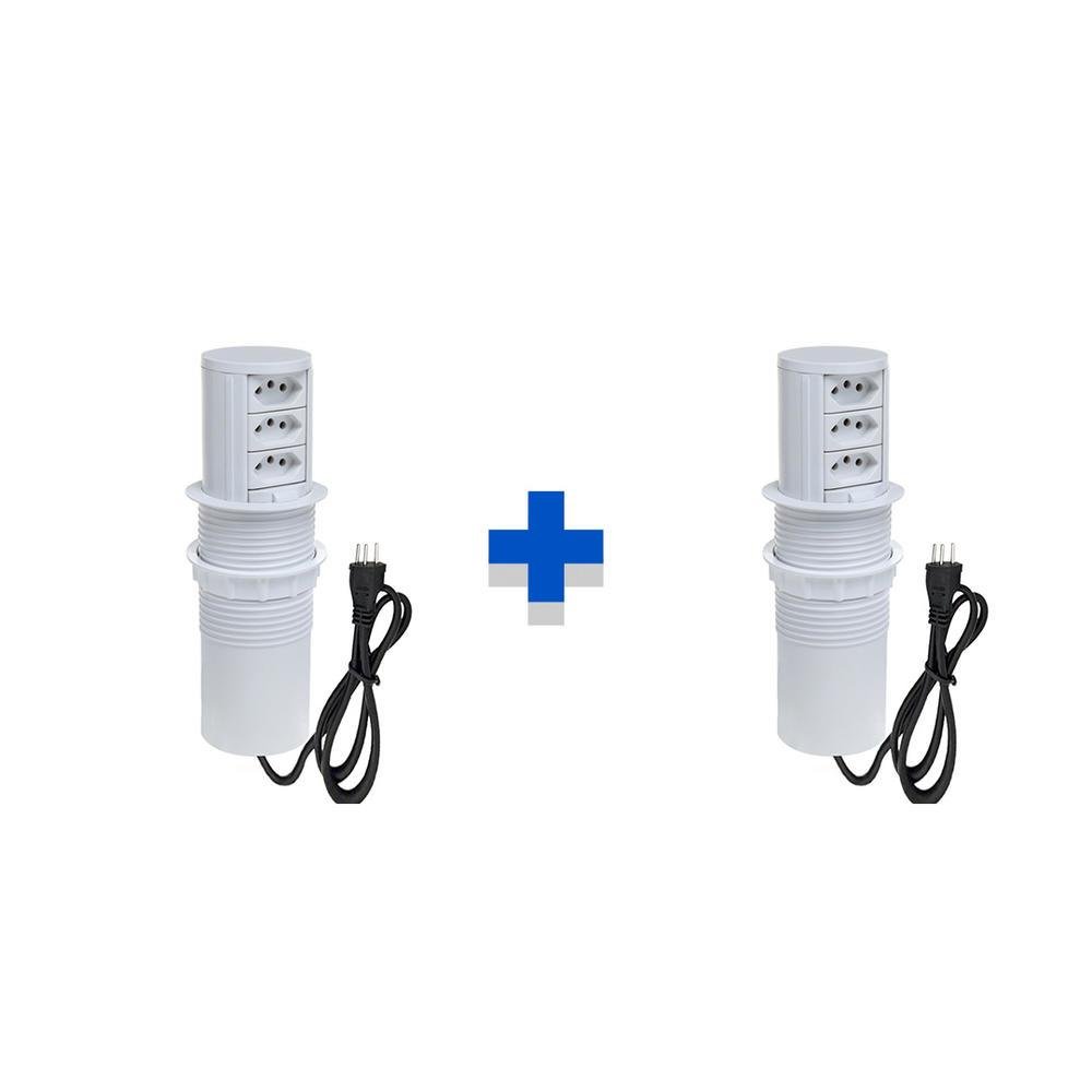 Imagem 2 de 2 do produto Kit Torres De Tomadas Connect Caixa Tomada Totem Slim Manual 3 Tomadas 10a