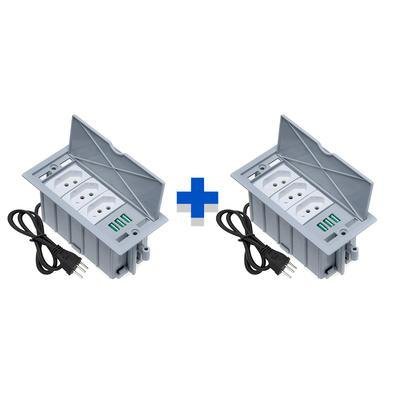 Kit Caixas De Tomadas Connect Caixa Tomada 4 Blocos Basculante 3 Tomadas 10a 3usb