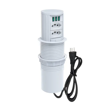 Torre De Tomada Totem Slim Manual, 2 Tomadas 20a, 3usb 5.2a - Connect Caixa Tomada