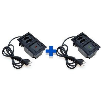 Kit com Caixas De Tomadas, 4 Blocos, 2 Tom 20A, 1 USB, 1 USB-C