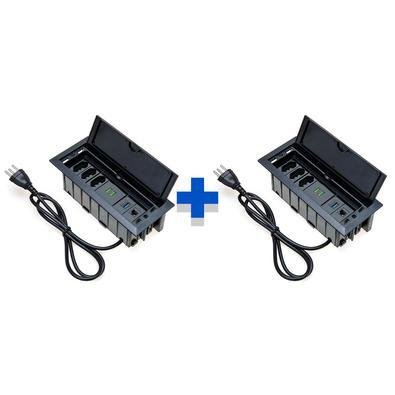 Kit com Caixas Tomadas, 7 Blocos, 3 Tom 10A, 2 USB, 1 RJ45, 1 USB, Dados