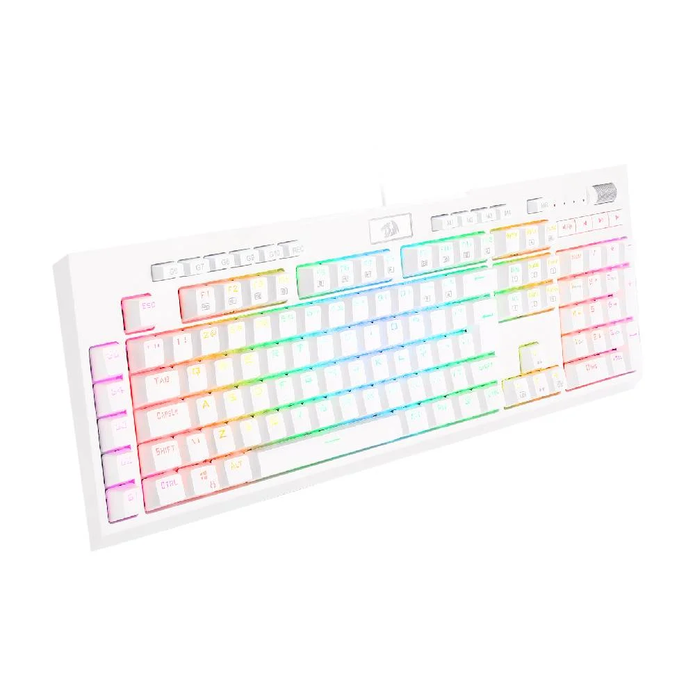 Imagem 3 de 5 do produto Teclado Gamer Redragon Brahma Pro K586w, RGB, Switch Optico Blue, Branco
