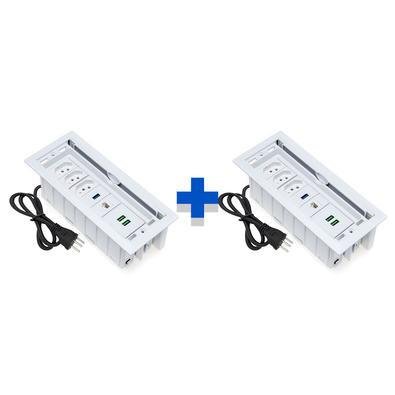 Kit Caixas Tomadas, 7 Blocos, 3 Tom 20A, 2 USB RJ-45, Branco