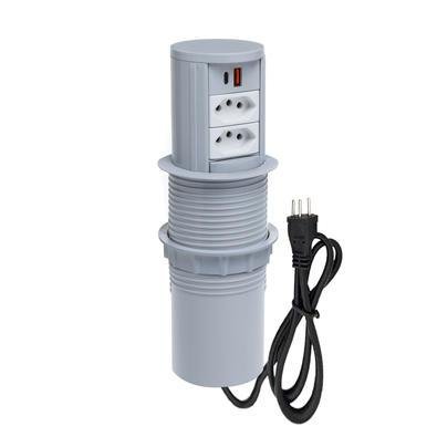 Torre De Tomada Totem Automático, 2 Tomadas 10A, 2 USB 9.0A