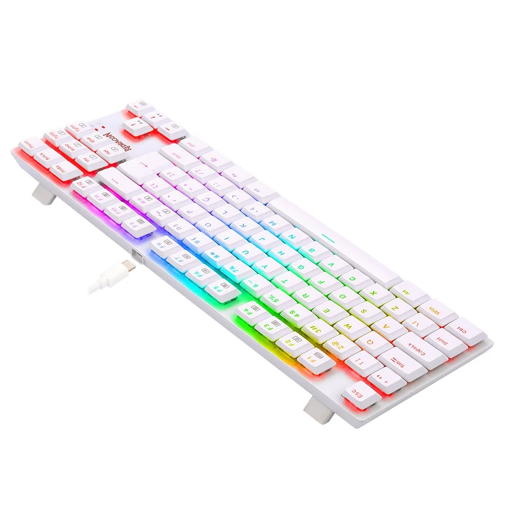 Imagem 4 de 5 do produto Teclado Gamer Redragon APS, RGB, K607w, Switch Blue, Branco