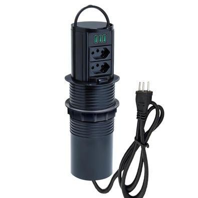 Torre De Tomada Totem Slim, Manual, Alça, 2 Tom 20A, 3 USB 5.2 PT