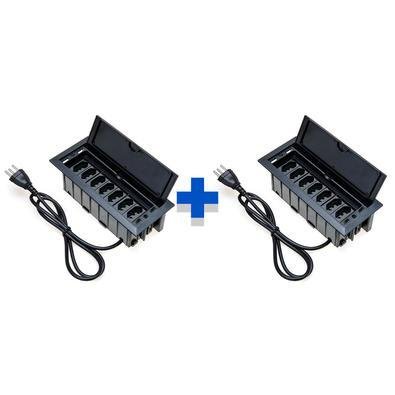 Kit Caixas De Tomadas 7 Blocos, Com 7 Tomadas 10a, Preto