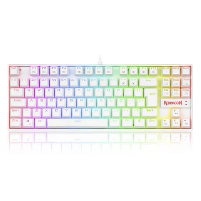 Teclado Redragon Magnetico Kumara Pro K552w, RGB, Switch Brown, Branco