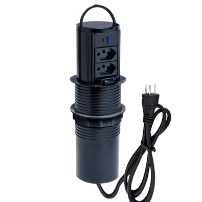 Torre De Tomada Totem Slim, Manual, Alça, 2 Tom, 20A, 2 USB 3.5 Pt
