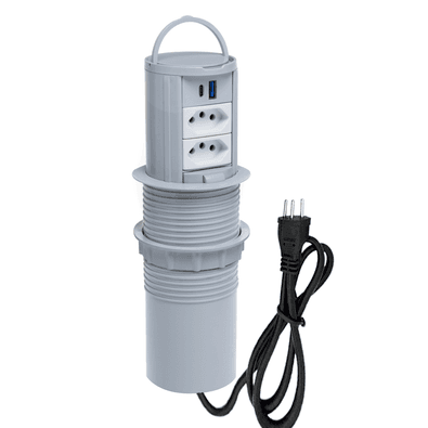 Torre De Tomada Connect Caixa Tomada Totem Slim Manual Alça 2 Tom 10a 2usb 3.5 Cz