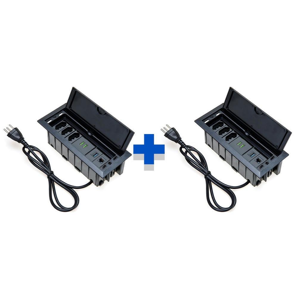 Imagem 2 de 2 do produto Kit Caixas Tomadas Connect Caixa Tomada 7 Blocos 3 Tom 20a 2usb 1rj45 1usb Dados