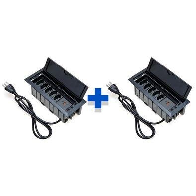 Kit Caixas De Tomadas Connect Caixa Tomada 7 Blocos 5 Tomadas 10a 2 Usb 1 Tipo C