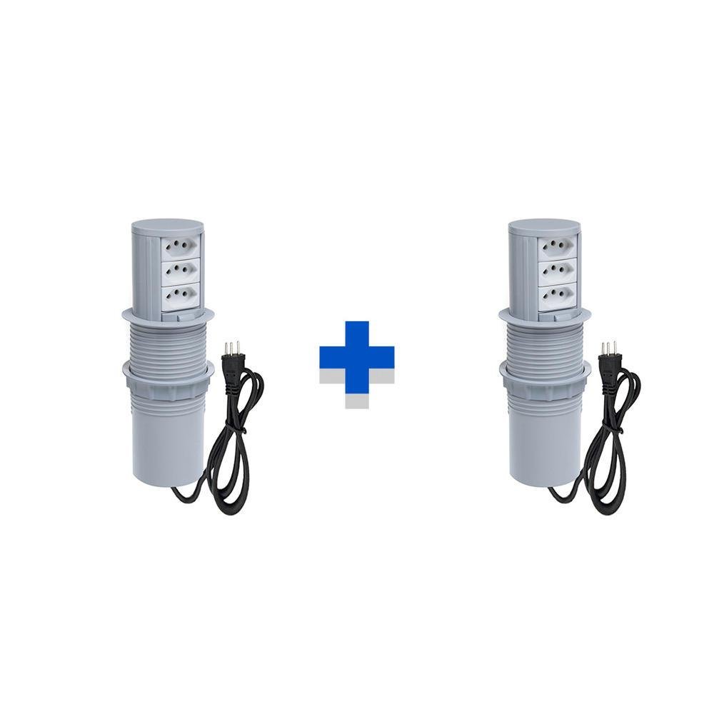 Imagem 2 de 2 do produto Kit Torres De Tomadas Connect Caixa Tomada Totem Slim Manual 3 Tomadas 10a