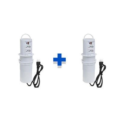 Kit Torres De Tomadas Connect Caixa Tomada Totem Manual Alça 2 Tom 20a 2usb 9.0a