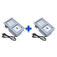 Kit Caixas De Tomadas Connect, 4 Blocos, 2 Tomadas 10a, 2usb, 1 Tipo c