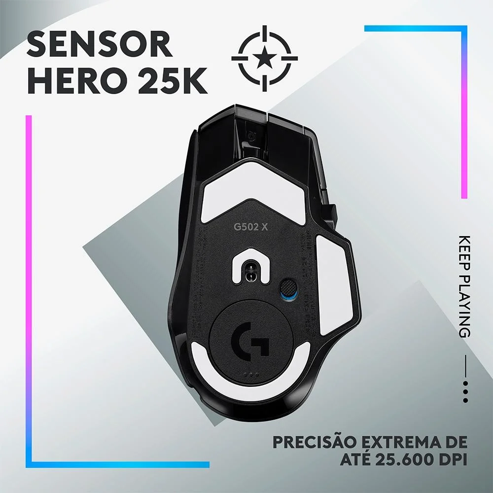 Mouse Gamer Logitech G G502x Plus Sem Fio KaBuM