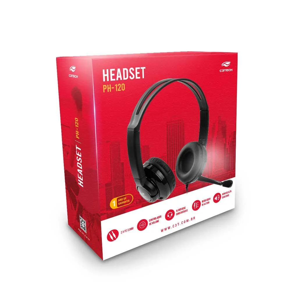 Imagem 4 de 5 do produto Fone De Ouvido C3tech, C/mic, P2 3.5mm, Preto - Ph-120bk