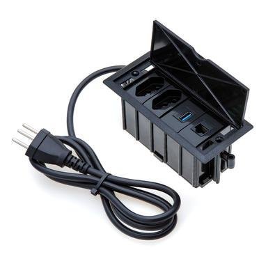 Caixa De Tomada Connect Caixa Tomada 4 Blocos 2 Tom 10a 1usb Dados 1 Rj-45 Cat5e