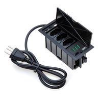 Caixa De Tomada 4 Blocos, 3 Tomadas 10a 3 Usb 5.2a, Preto -Connect Caixa Tomada