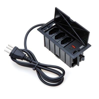 Caixa De Tomada 4 Blocos, 3 Tomadas 10a, 2 Usb 9.0a 1 Tipo C - Connect Caixa Tomada
