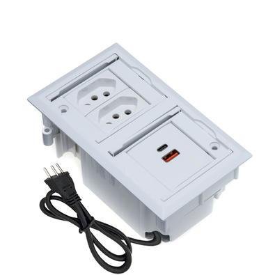 Caixa De Tomada Connect, 4 Blocos Embutir, 2 Tom 10a, 2 Usb 9.0a, Br