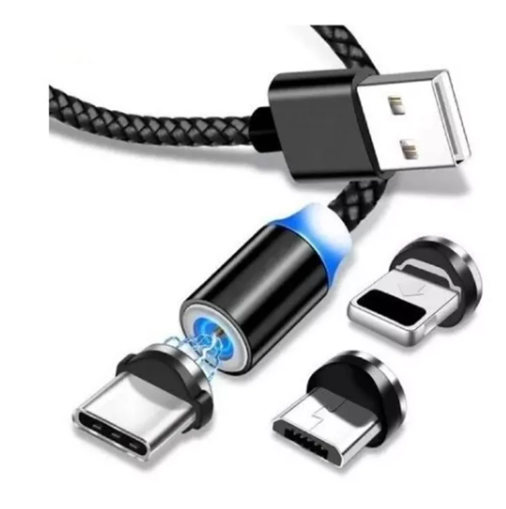 Imagem 3 de 4 do produto Cabo Magnético Usb Para Carregamento Rápido 3 Em 1