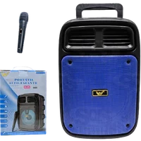 Caixa De Som Karaokê, Usb, Bluetooth Com Microfone - Azul