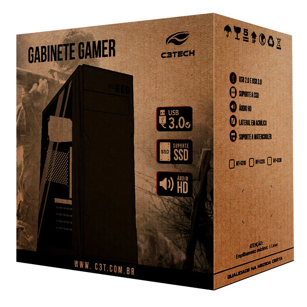 Imagem 5 de 5 do produto Gabinete Gamer Mt-g210bk S/fonte C3tech