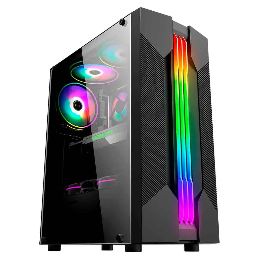 Gabinete Gamer K-mex, Cg-01a9, Bifrost, 6 Led RGB, Preto - Cg01a9rh0010b0x