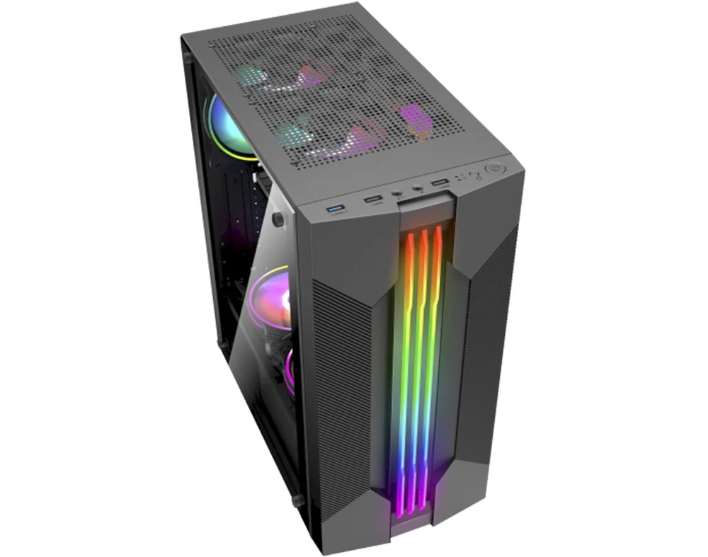Imagem 3 de 5 do produto Gabinete Gamer K-mex, Cg-01a9, Bifrost, 6 Led RGB, Preto - Cg01a9rh0010b0x