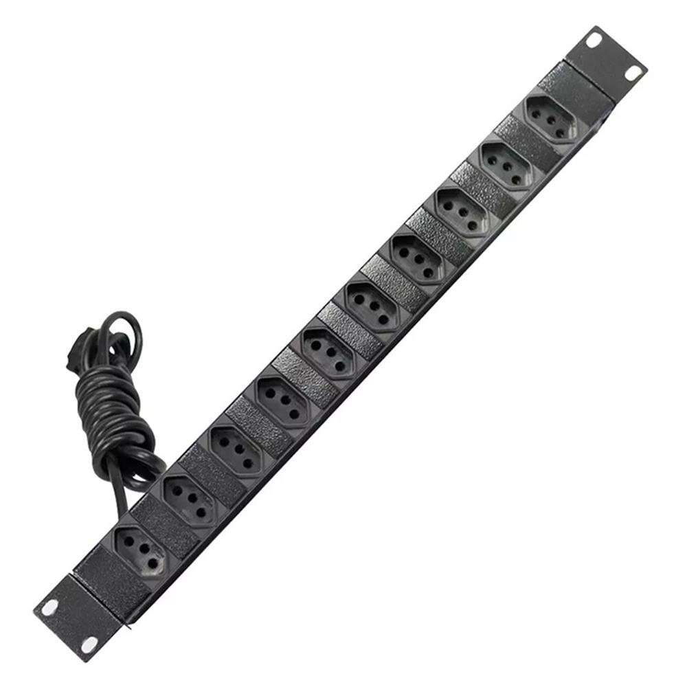 Regua Para Rack Ipec, 19 Pol, 1u Calha De 10 Tomadas, 10a, Bivolt, Com Filto Linha, Cabo 1,10m