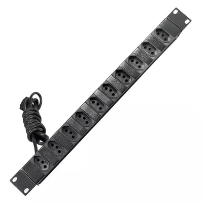 Regua Para Rack Ipec, 19 Pol, 1u Calha De 10 Tomadas, 10a, Bivolt, Com Filto Linha, Cabo 1,10m