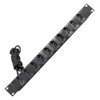 Regua Para Rack Ipec, 19 Pol, 1u Calha De 10 Tomadas, 10a, Bivolt, Com Filto Linha, Cabo 1,10m