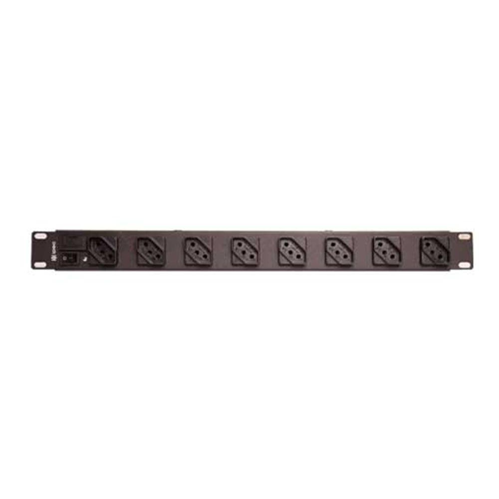 Regua Para Rack Ipec, 19 Pol, 1u Calha De 8 Tomadas, 10a, Bivolt, Com Filto Linha, Cabo 1,10m