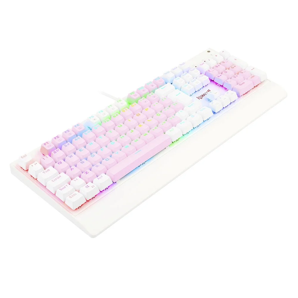 Teclado Mecânico Gamer Redragon Kala, RGB, Switch Blue Rosa Com Branco, abnt2 - K557pw Teclado Mecânico Gamer Redragon Kala, RGB, Switch Blue Rosa Com Branco, abnt2 - K557pw