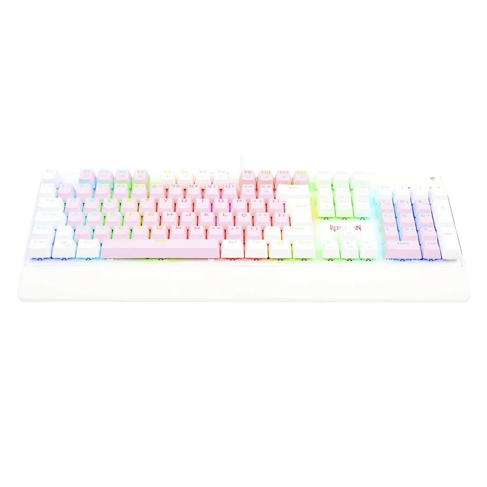 Teclado Mecânico Gamer Redragon Kala, RGB, Switch Blue Rosa Com Branco, abnt2 - K557pw Teclado Mecânico Gamer Redragon Kala, RGB, Switch Blue Rosa Com Branco, abnt2 - K557pw