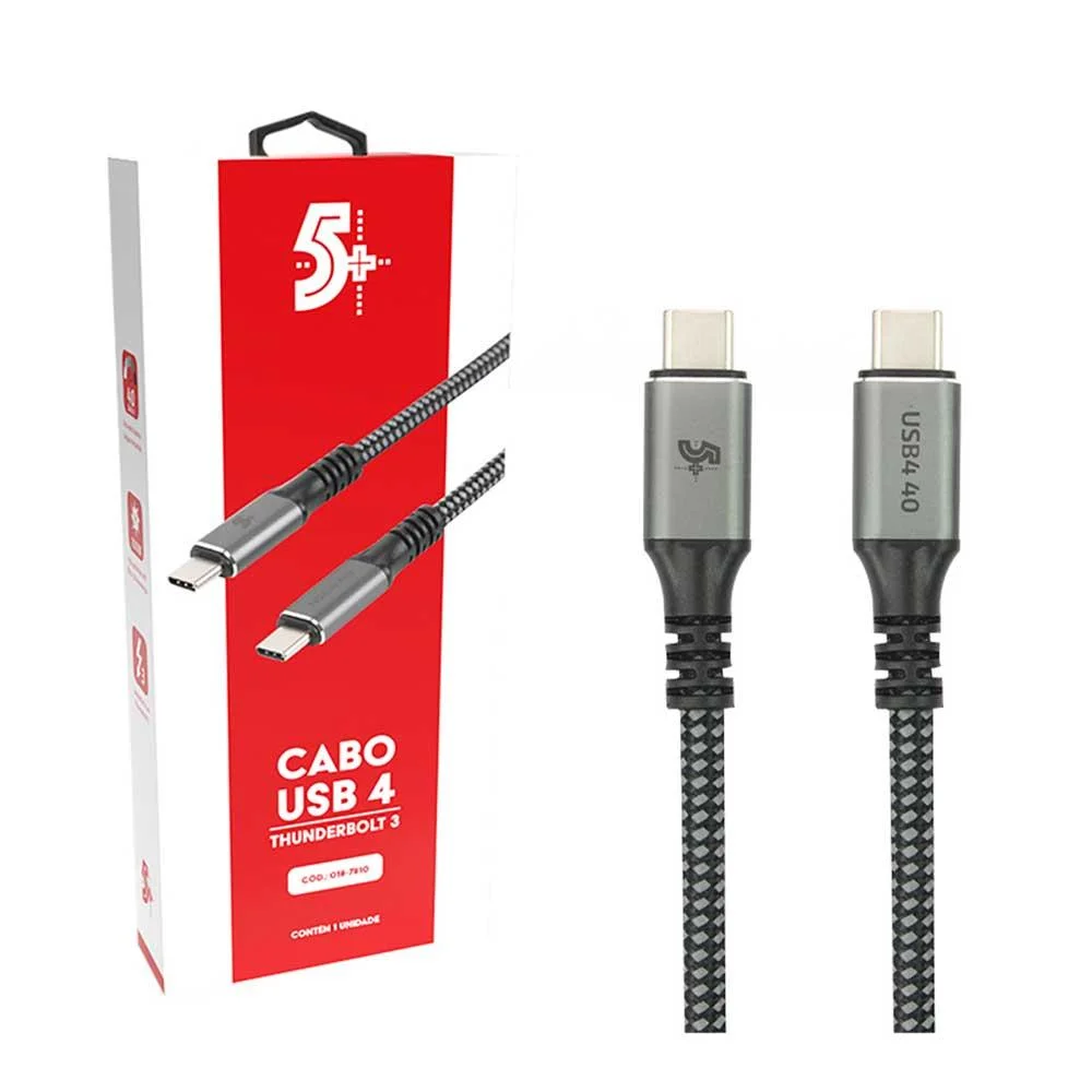 Imagem 2 de 4 do produto Cabo Usb 4 Thunderbolt  5+ 40g 100w 1m, Santana - 018-7810