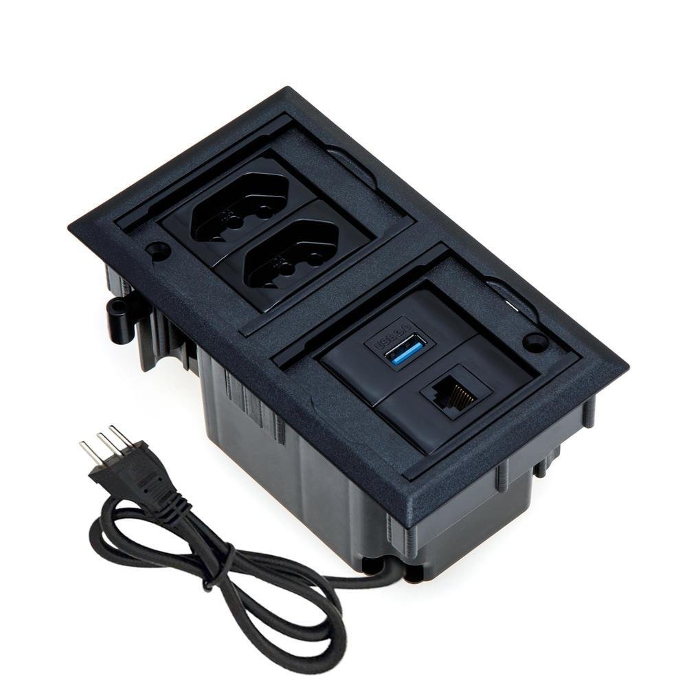 Caixa De Tomada Embutir 2 Tom. 10a, 1 Usb Dados, 1 Rj-45 Pt - Connect Caixa Tomada Caixa De Tomada Embutir 2 Tom. 10a, 1 Usb Dados, 1 Rj-45 Pt - Connect Caixa Tomada
