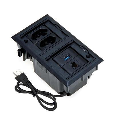 Caixa De Tomada Embutir 2 Tom. 10a, 1 Usb Dados, 1 Rj-45 Pt - Connect Caixa Tomada