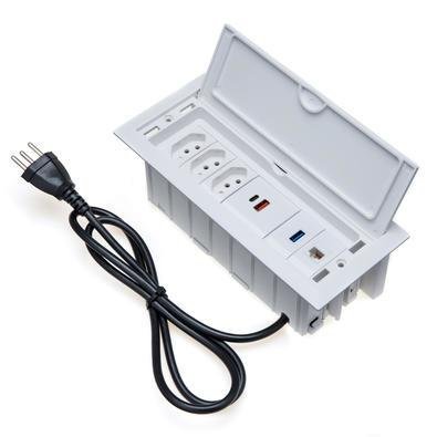 Caixa De Tomada 3 Tomadas 20a, 1 Usb Dados, 1 Rj-45, 2 Usb 9.0a
