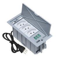 Caixa De Tomada 4 Blocos, 3 Tomadas 10a, 3 Usb 5.2a, Cinza - Connect Caixa Tomada