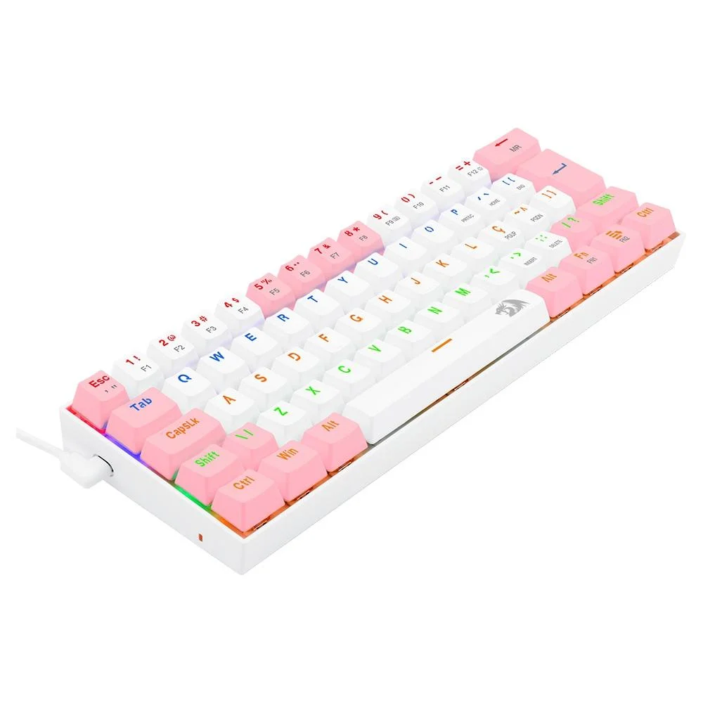 Imagem 5 de 5 do produto Teclado Mecânico Gamer Redragon Lakshmi K606wp-r, Rainbow Switch Blue, abnt2, Branco/rosa